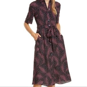 Gently worn, size 4, pink & black Kate Spade belted shirt-dress